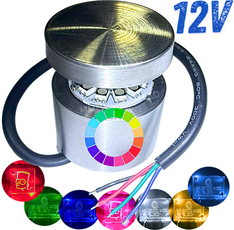 KIT Prolongador Aço Inox 25X25mm + LED 12V RGB Coloridos 4 Fios Para Desenhos Em Acrílicos Vidros