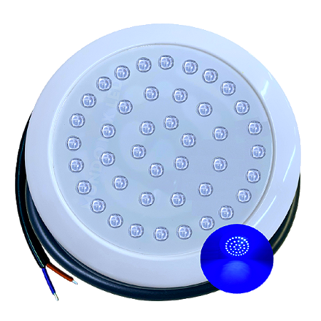 Luminária Refletor Mono P/ Piscinas 35W AZUL 12V IP68 125mm Rosca 1/2 21mm Prova D’água