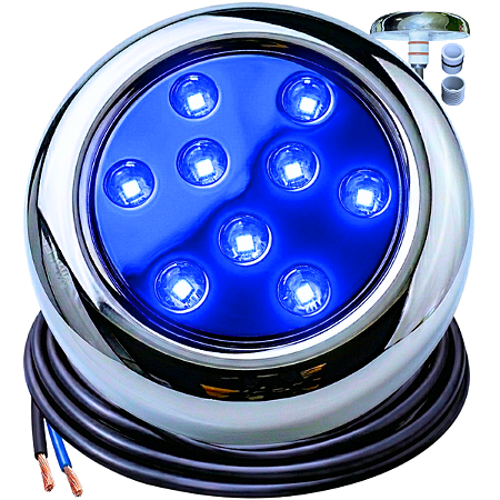 Luminária P/ Piscinas 12W LUZ AZUL 12V MONO IP68 80mm 4IN1 1/2 3/4 A Prova D’água AÇO INOX