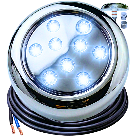 Luminária P/ Piscinas 12W LUZ Branco FRIO 12V MONO IP68 80mm 4IN1 1/2 3/4 A Prova D’água AÇO INOX
