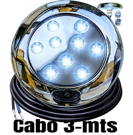 Luminária P/ Piscinas 12W LUZ Branco FRIO 12V MONO IP68 80mm 4IN1 1/2 3/4 A Prova D’água AÇO INOX
