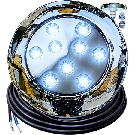 Luminária P/ Piscinas 12W LUZ Branco FRIO 12V MONO IP68 80mm 4IN1 1/2 3/4 A Prova D’água AÇO INOX