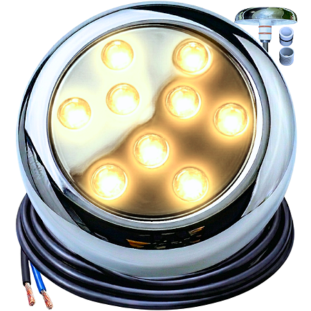 Luminária P/ Piscinas 12W LUZ Branco QUENTE 12V MONO IP68 80mm 4IN1 1/2 3/4 A Prova D’água AÇO INOX
