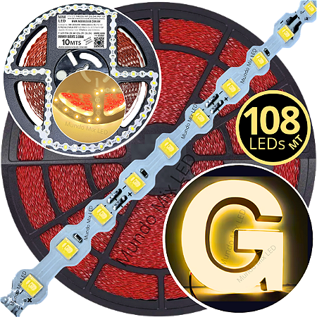 Ultra Fita LED Maleável 108-LEDs 6,48W /MT 12V 3200k Branco QUENTE ZIG ZAG 6,5mm IP67 S A Prova Dagua Curvas 90º 6,5Watts 108LEDs