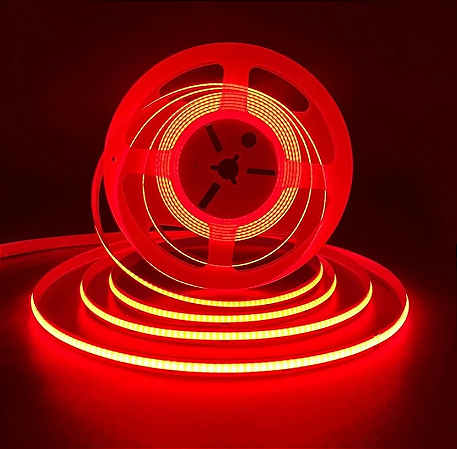 Fita LED COB 360LEDs 12V Vermelho 12W /MT IP20 Alto Brilho P/ Perfil Sanca 12Volts