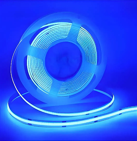 Fita LED COB 360LEDs 12V AZUL 12W /MT IP20 Alto Brilho P/ Perfil Sanca 12Volts