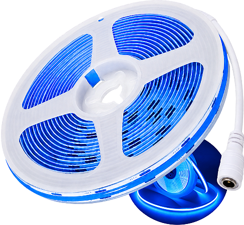 Fita LED COB 360LEDs 12V AZUL 12W /MT IP20 Alto Brilho P/ Perfil Sanca 12Volts