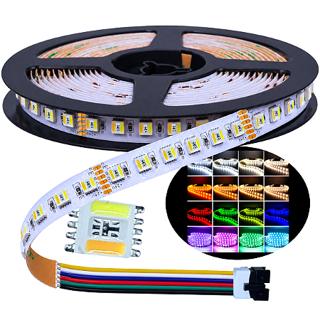 Fita LED RGBW+WW 24V Analógica 180LEDs 19W /MT IP20 OBS: - APENAS A FITA RGBW+WW 24V IP20
