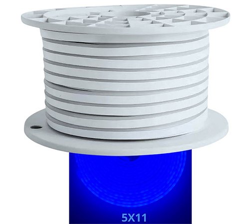 Mangueira 5X11 Neon LED 12V 50MTS 5X11mm AZUL ROYAL 10w/mt Flexível 12volts