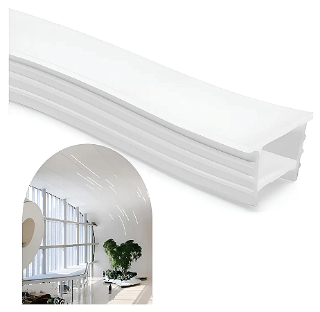 Perfil de Silicone Flexível Embutir 20x20mm Para Fita LED - OBS: FITA LED Não Inclusa