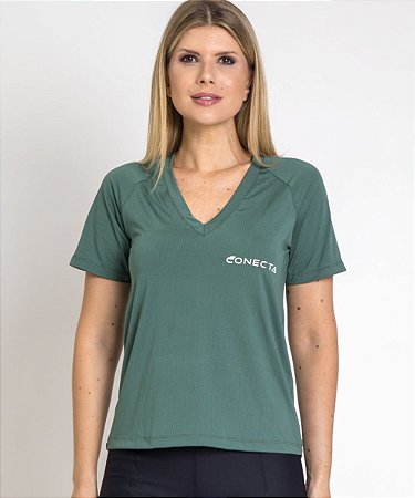 Camiseta Feminina Verde - Gola V