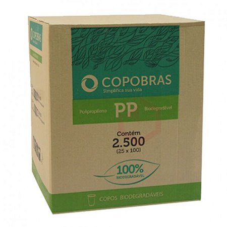 Copo Descartável Copobras 200ML Biodegradável Caixa C/25 Pacotes