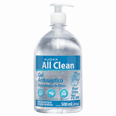 Álcool Gel Antisséptico 70° c/ Extrato de Aloe Vera All Clean Audax Pump