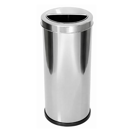 Lixeira Aço Inox Com Aro Meia Lua 22 Litros
