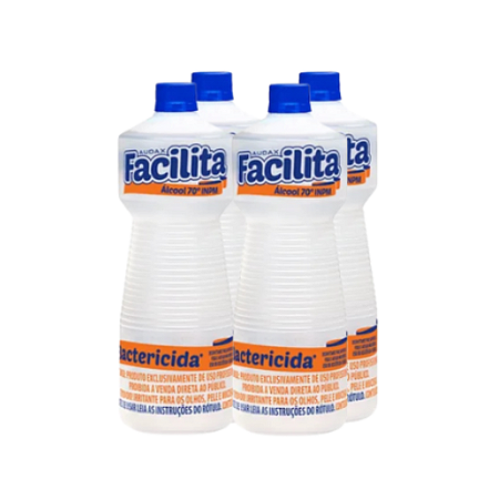 Álcool 70° 1 Litro Facilita Caixa C/4 Unidades