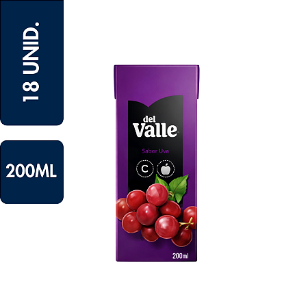 Suco Del Valle 200ml Uva Caixa Com 18 Unidades