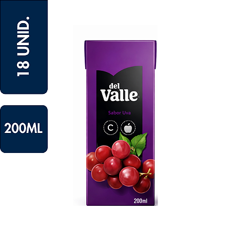 Suco Del Valle 200ml Uva Caixa Com 18 Unidades