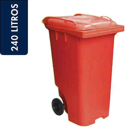 Coletor Contêiner Jsn com Roda 240 Litros Vermelho Ref: C240V