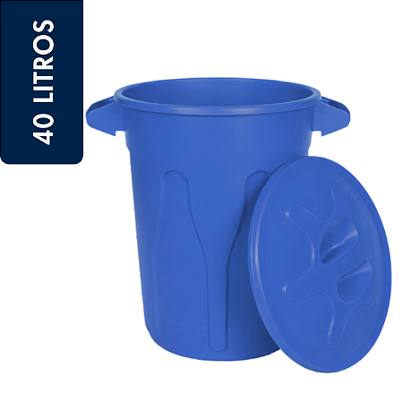 Lixeira Plástica Redonda Jsn 40 litros Azul Ref: CR40A