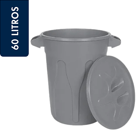 Lixeira Plástica Redonda Jsn 60 Litros Cinza Ref: CR60C