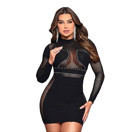 Vestido com Detalhe em Strass