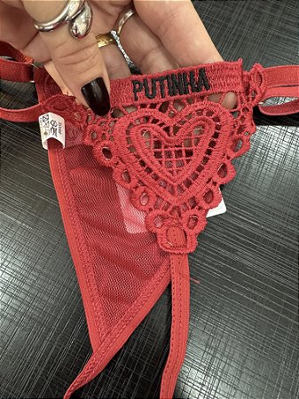 Calcinha Fio com Escrita PUTINHA cor Vermelha