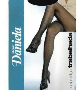 Meia Calça Trabalhada - Preta - Daniela