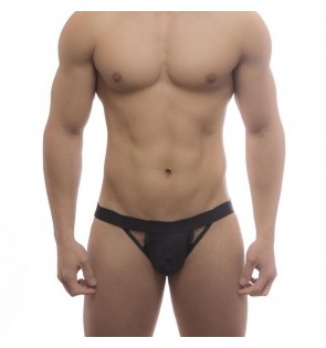 Cueca Jock Preta com Abertura Lateral