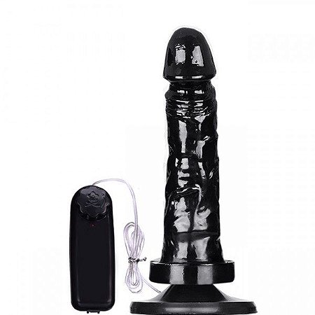 Prótese com Vibro Externo Ventosa 17,5x3,8 cm cor Preto