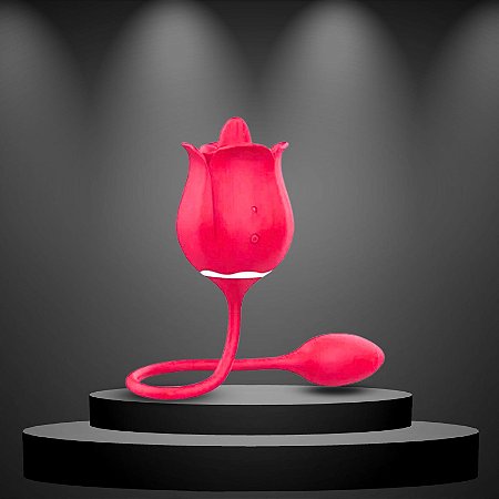 Vibrador Rosa com Estimulador Formato de Língua e Bullet