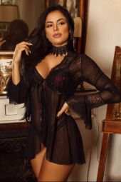 Robe em Tule e Renda cor Preto