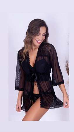 Robe Tentação em Tule e Renda cor PRETO