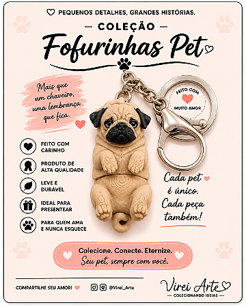Chaveiro Fofurinhas Pet Pug