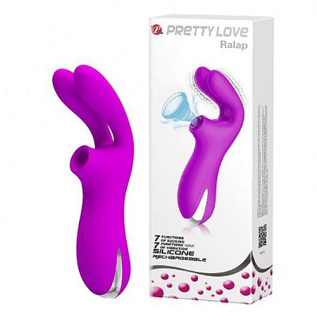 VIBRADOR SUCÇÃO e VIBRAÇÃO Coelho, 7 Modos de Vib. e Suc - PRETTY LOVE RALAP