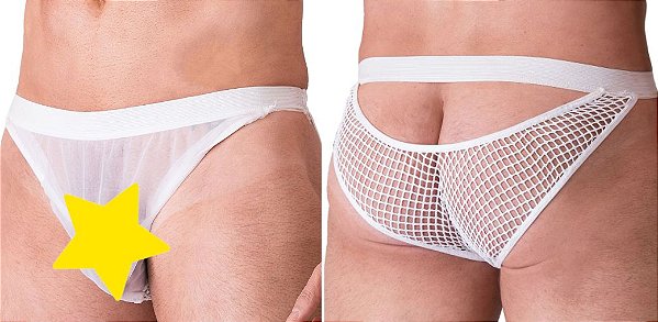 Cueca Sensual Tela Com Tule Branco Sexy Fantasy