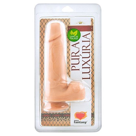 PROTESE SEM VIBRO COM VENTOSA E ESCROTO 18 X 4,4CM SEXY FANTASY PELE