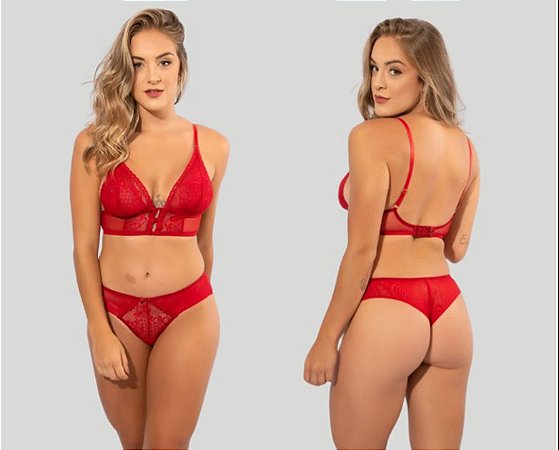 CONJUNTO TRIÂNGULO EM TULE E RENDA S/BOJO 2351