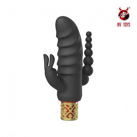 Vibrador escalonado com dois plugs para estimulo duplo - MV076