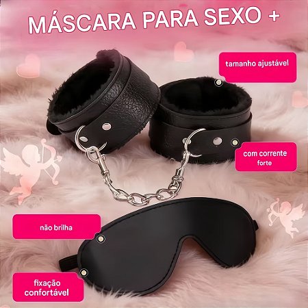 Kit com Algema e Máscara para Olhos em PU - YOUVIBE