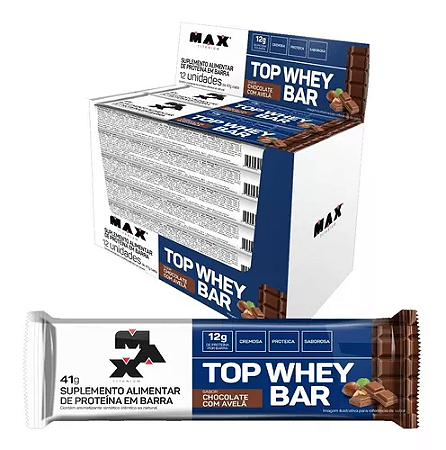 Top Whey Bar Proteínas  Caixa com 12 Unidades (Cada 41g) - Max Titanium