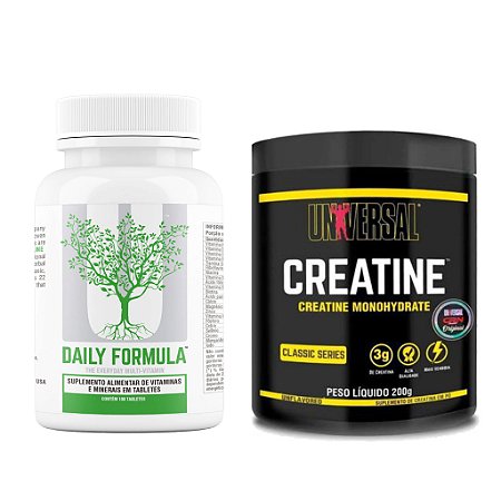 Daily Fórmula 100 Tabletes + Creatina 100% Pura 200g - Universal Nutrition