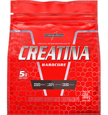 Creatina Hardcore Monohidratada 500g Pó Pouch Integralmédica Sem Sabor