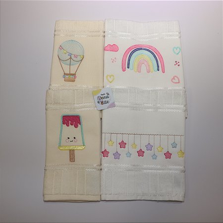 Toalha Escolar Bordada 4 Peças