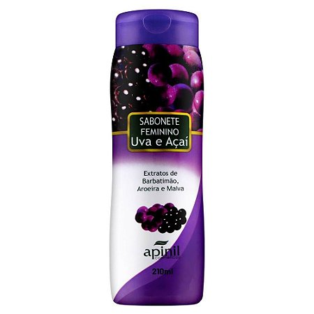 SABONETE ÍNTIMO FEMININO AROMA DE UVA E AÇAI 210ML APINIL COSMÉTICOS