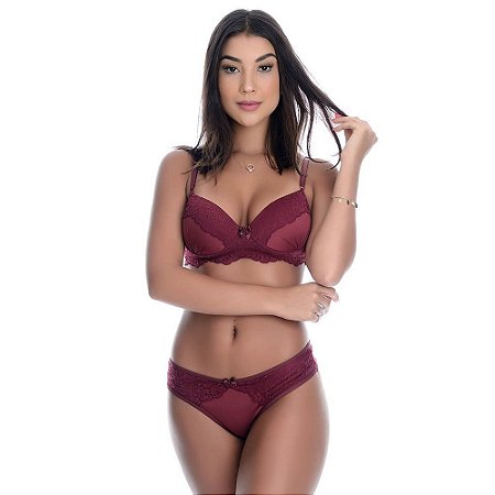 CONJUNTO FIO ALINE EM MICRO FIBRA COM DETALHES EM RENDA E LACINHO PATITEX