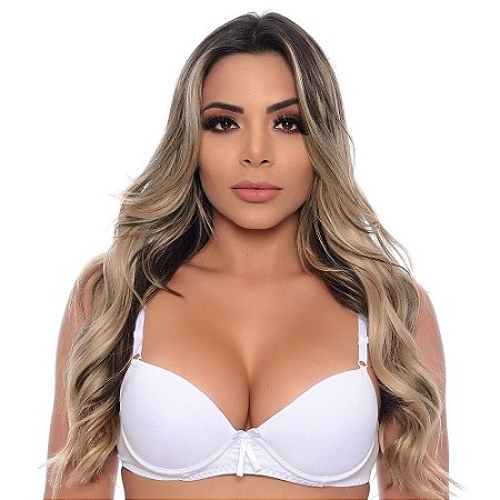 SUTIÃ LISO COM BOJO E DETALHE EM LACINHO BRANCO  PATITEX