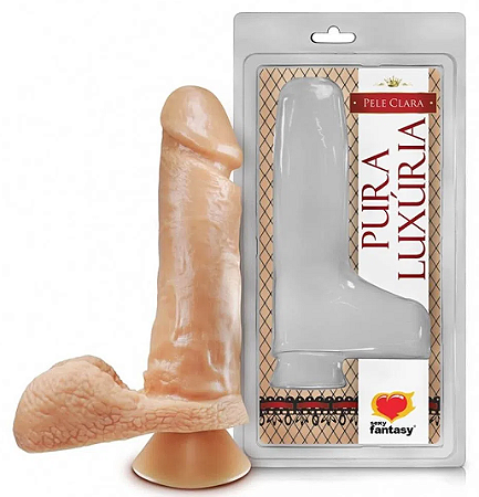 PRÓTESE PURA LUXÚRIA REALÍSTICO COM ESCROTO E VENTOSA 17X4,5 CM SEXY FANTASY