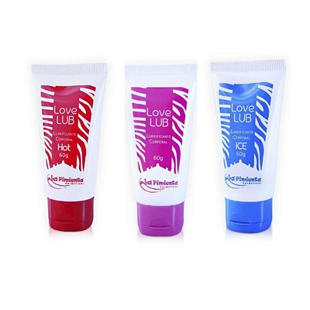 KIT  DESEJO LOVE LUB LUBRIFICANTE CORPORAL NEUTRO/ICE/HOT 60G LA PIMIENTA