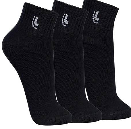 Kit Meia Sport Cano Longo Unissex 3 Unidades Lupo preta