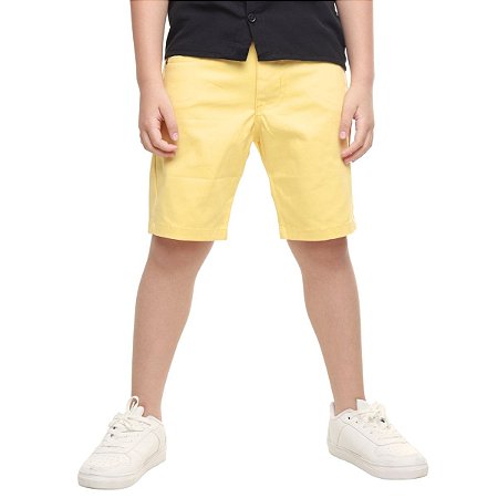 Bermuda Infantil Juvenil Menino Short Sarja Amarela 1 ao 16